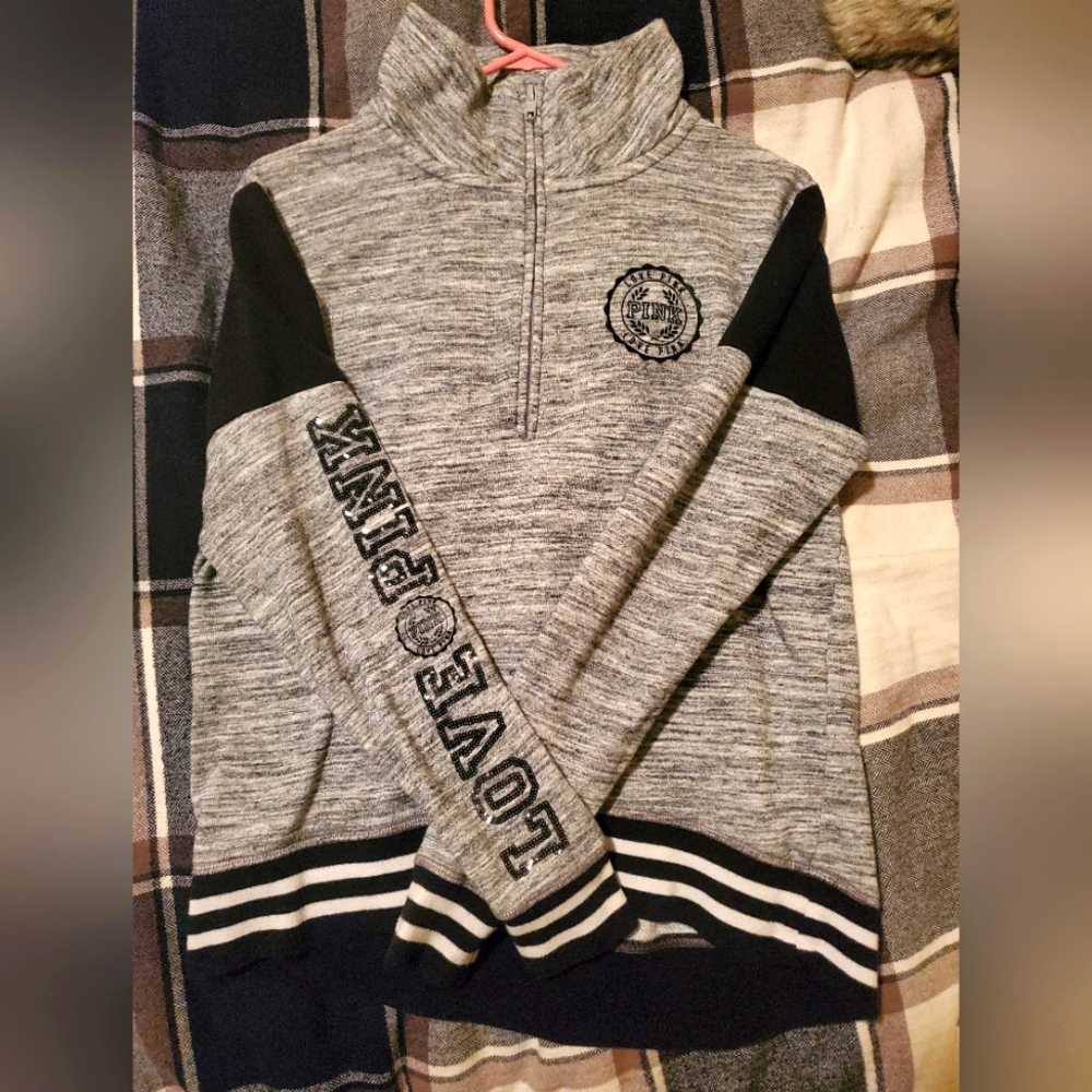 VS PINK high low half zip bling sweater